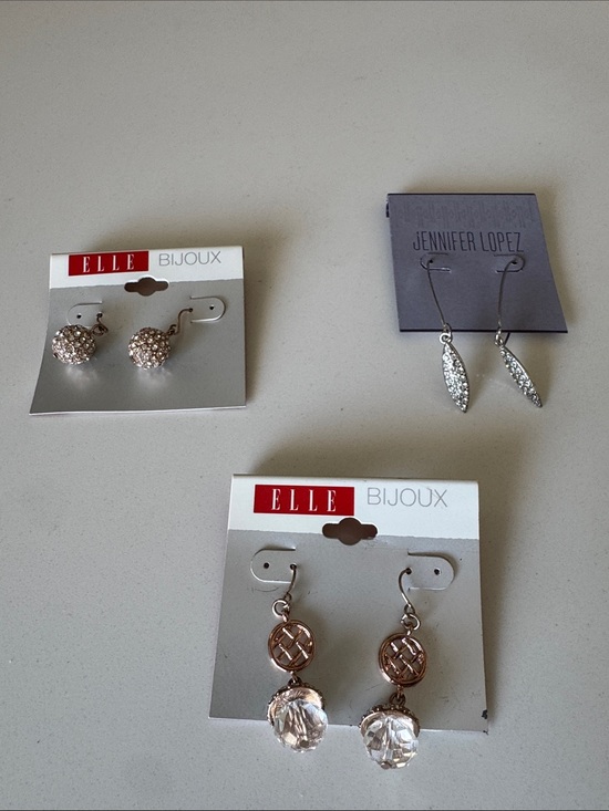 Jennifer Lopez Jewelry - Lot of 3 Jennifer Lopez & Elle Bijoux Silver Marquise Crystal Drop Earrings